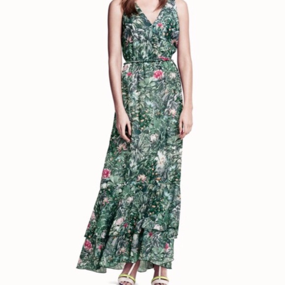 h&m conscious green silk dress